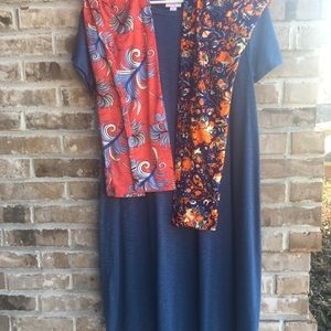 LulaRoe Small Carly dress w/2 T/C leggings